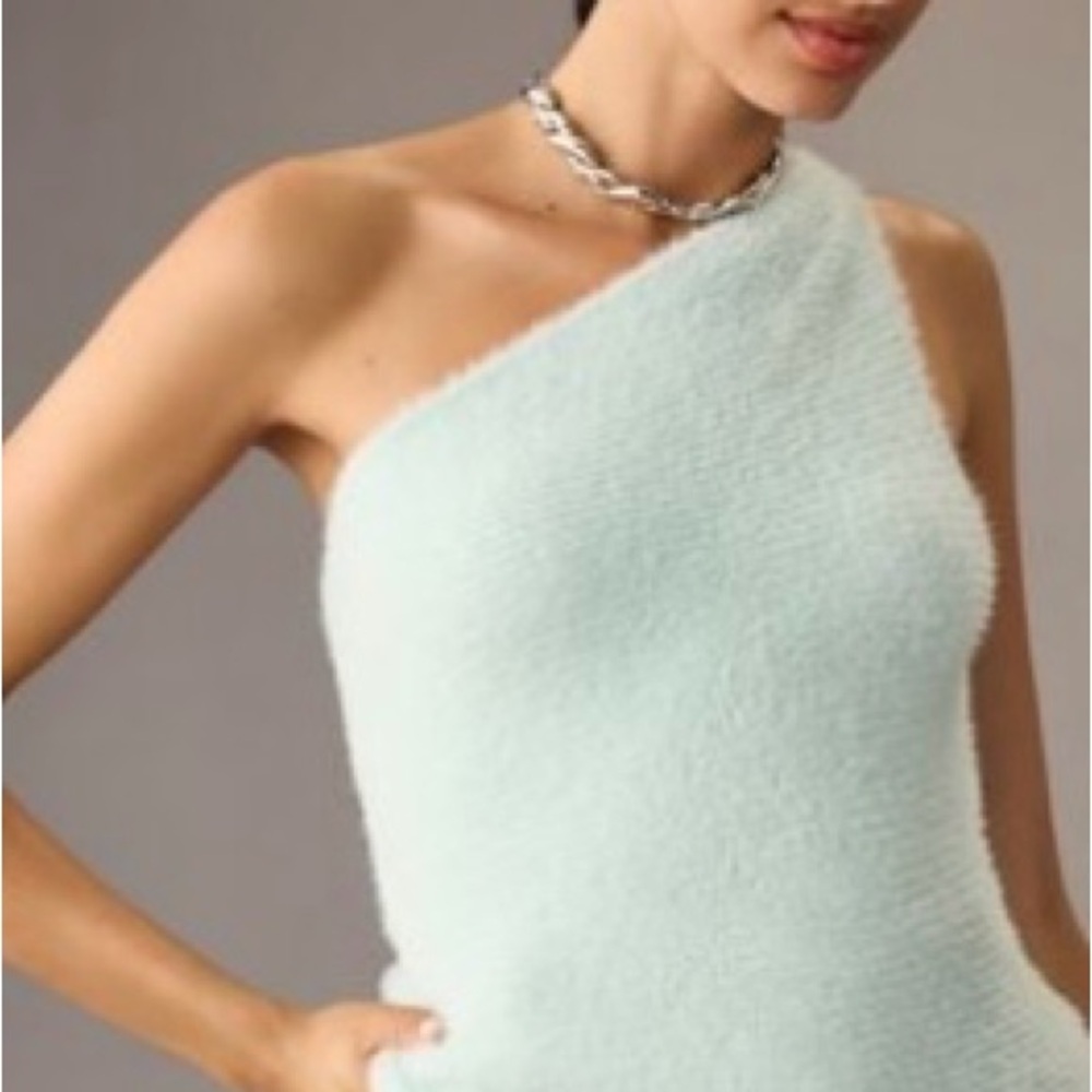 Anthropologie One-Shoulder Mint Top